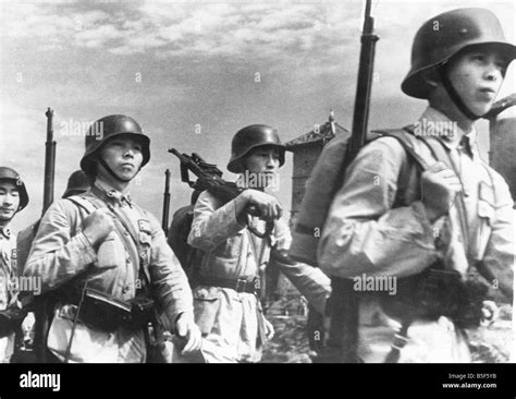 Soldiers Of The Chinese Army On The March During The Second World War