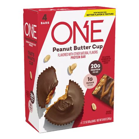 One Bars Peanut Butter Cup Flavored Protein Bars 2 12 Oz 4 Count Box