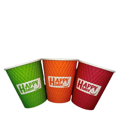 8oz Embossed Happy Days Double Wall Pe Cup Catering Disposables