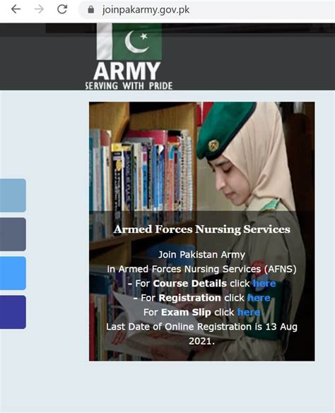 Join Pak Army For Armed Forces Nursing Services Afns 2021 Step By Pgc