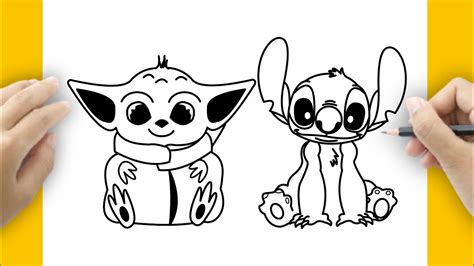 HOW TO DRAW STITCH AND BABY YODA TOGETHER - YouTube