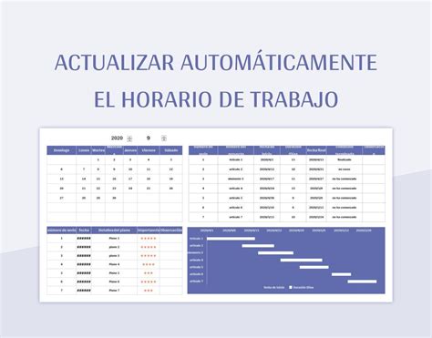 Plantilla de Excel Actualizar Automáticamente El Horario De Trabajo y