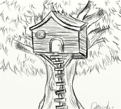 Simple Dream House Drawing Sketch