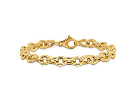 K Yellow Gold Polished And Textured Fancy Link Bracelet M A