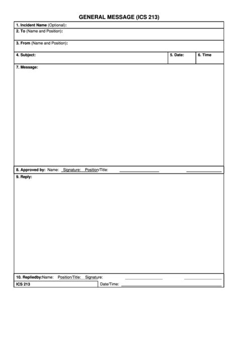 Fillable Ics Form 213 General Message Printable Pdf Download