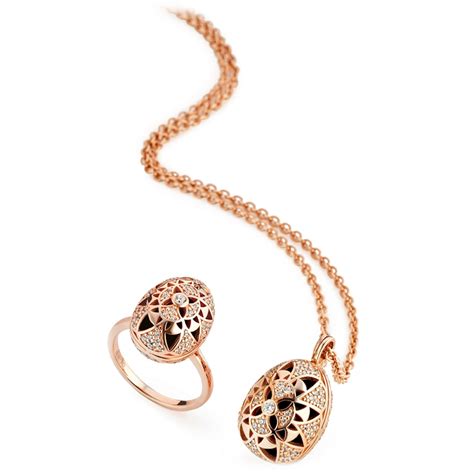 Tsars Collection Collana Jasmine Flower In Argento Rosa E Onice