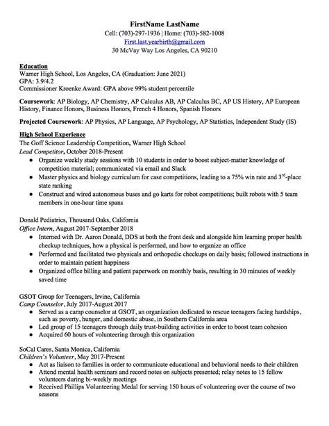 High School Resume How To Write The Best One Templates Included