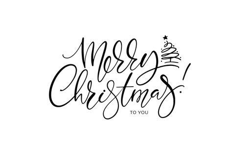 Merry Christmas Vector Brush Lettering Hand Drawn Modern Brush