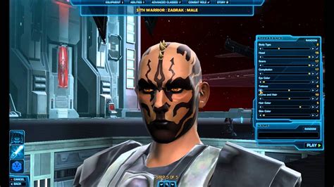 Star Wars The Old Republic Hd Character Creation Zabrak Male Empire