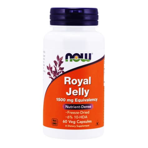 NOW Royal Jelly 1500 Mg Superfood Freeze Dried 6 10 HDA 60 Veg Capsules