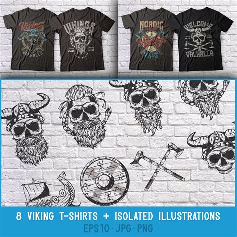 Viking Skull Svg T Shirt Designs Bundle Masterbundles