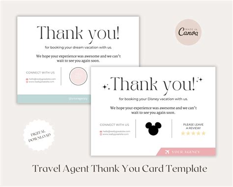 Travel Agent Thank You Note To Client Thank You Note Canva Template