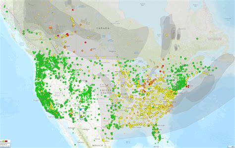 Current Air Quality Map For United States and Canada