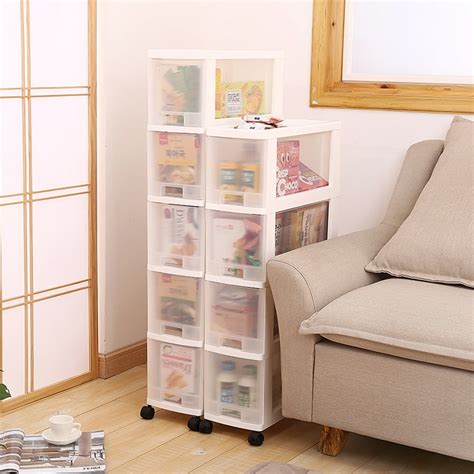 3 Layer Drawer Transparent Plastic Storage Box With Wheels Cosmetic Box