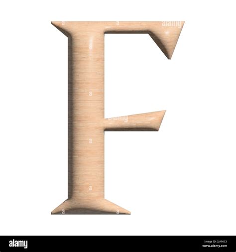 3D Ilustración de la letra F mayúscula de madera sobre fondo blanco