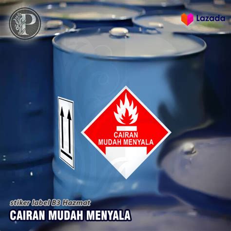 Stiker Simbol Label K3 Limbah B3 Hazmat Cairan Mudah Menyala Lazada