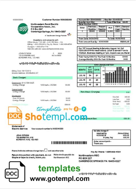 Free Editable Utility Bill Template Easily Fill Out Pdf Blank Edit