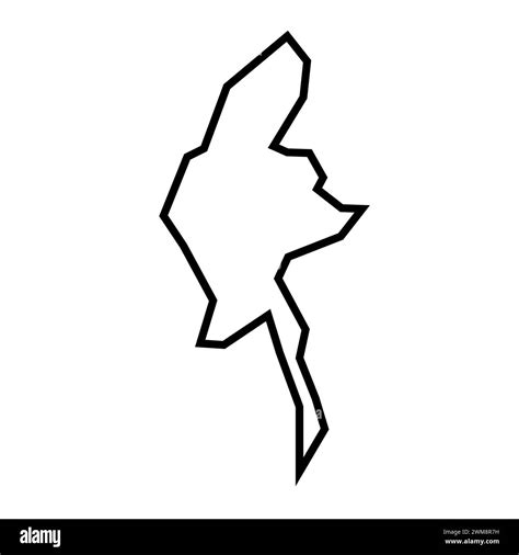 Myanmar Country Thick Black Outline Silhouette Simplified Map Vector