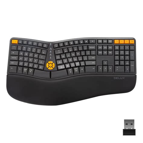 DeLUX Wireless Ergonomic Keyboard, Ergo Split Keyboard with Palm Rest ...