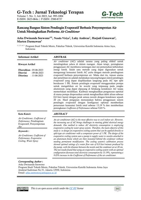 Pdf Rancang Bangun Sistem Pendingin Evaporatif Berbasis Penyemprotan