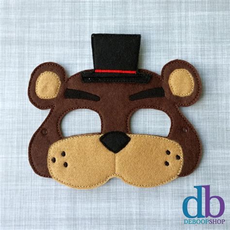 Fred Bear Felt Embroidered Mask Freddy The Bear Mask Kid Etsy