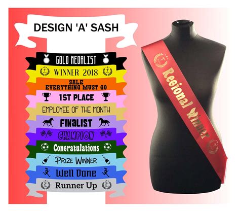 Personalised Custom Made Sash Sashes Sports Winner Champion Horse