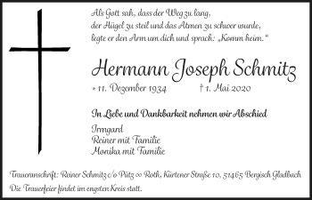 Traueranzeigen Von Hermann Joseph Schmitz WirTrauern