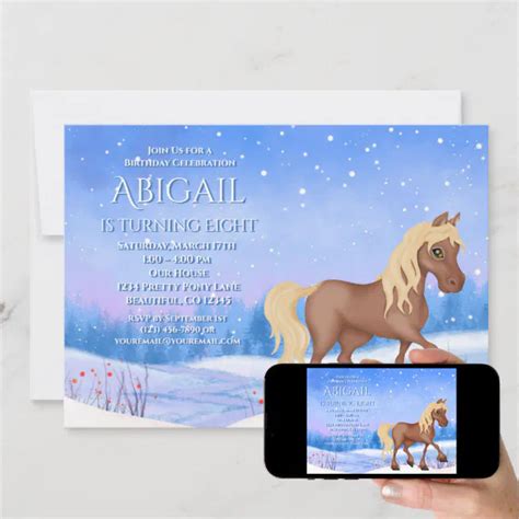 Winter Wonderland Horse And Snow Birthday Invitation Zazzle