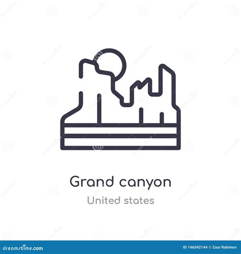 Grand Canyon Outline Icon Isolated Line Vector Illustration From