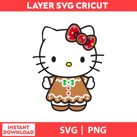 Gingerbread Hello Kitty Cute Cat Svg Kitty Svg Kawaii Kit Inspire