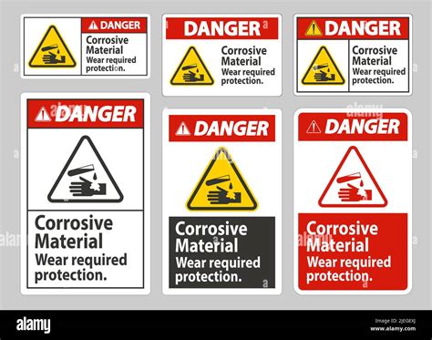 Danger Sign Corrosive Materials Wear Required Protection Stock Vector