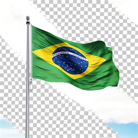 Agitando A Bandeira Do Brasil No Mastro Fundo No C U Modelo Para O