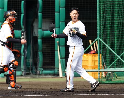 【巨人】山崎伊織がシート打撃登板「今は多めに試せる」70キロ差の緩急披露 プロ野球写真ニュース 日刊スポーツ