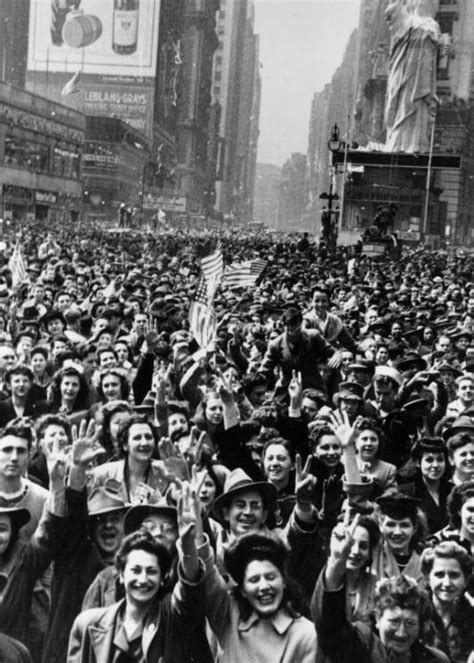 75 Years Ago Today— Crowd Celebrating Ve Day In Times Square Nyc 1945