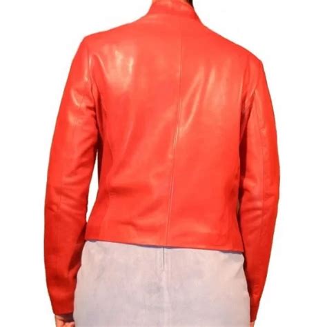 blouson femme cuir agneau plongé rouge modèle Janie fabrication