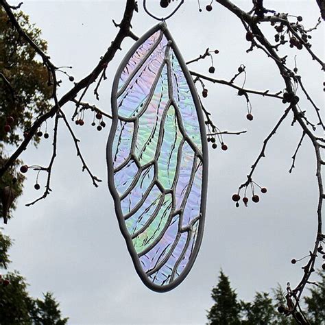 Stained Glass Cicada Wing Iridescent Suncatcher