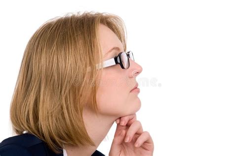 Close Up Portrait Of A Pensive Girl In Profile Stock Image Image Of