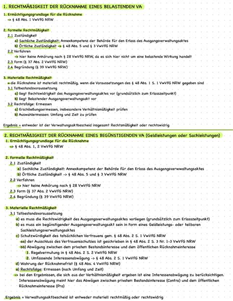 Rücknahme eines belastenden und begünstigenden Verwaltungsaktes 1