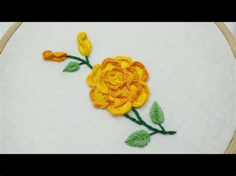 Rose Flower Pattern Hand Embroidery Of Rose Flower And Buds Ichaowu