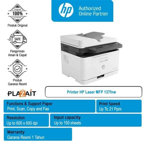 Jual Printer HP Laser MFP 137fnw 4ZB84A Di Seller PT Primajaya Multi