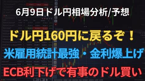 【ドル円爆上げくるぞ！】ecb利下げ開始！米雇用統計絶好調！有事のドル買いで再度160円もある！？ Youtube