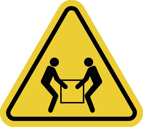 Sign Two People Lift Load Avoid Injuries Caused By Improper Lifting Heavy Objects Lift Heavy