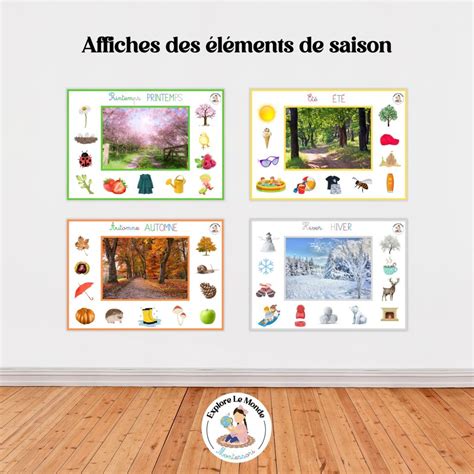 Affiches des éléments de saison Explore le monde Montessori