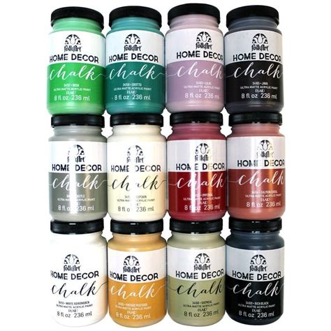 FolkArt Home Decor 8 Oz 12 Color Ultra Matte Chalk Finish Paint Set