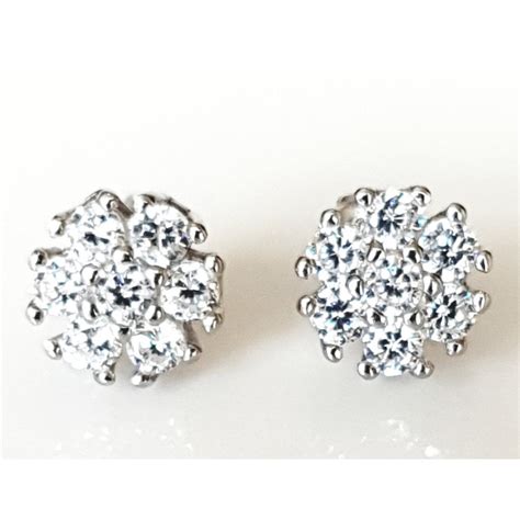 Faith Sterling Silver Sterling Silver CZ Flower Cluster 6mm V 6mm Stud