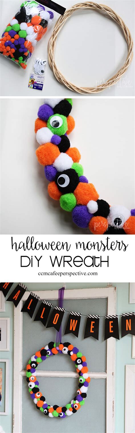 Perspective By CCMcAfee Easy DIY Halloween Monster Wreath BLOG