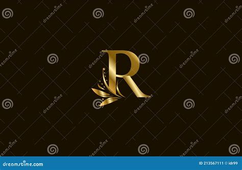 Golden Monogram Flourishes Letter R Logo Manual Elegant Stock Vector