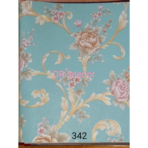 Jual Wallpaper Dinding Vinyl Klasik Bunga Mawar Elegant Bertesktur Dan