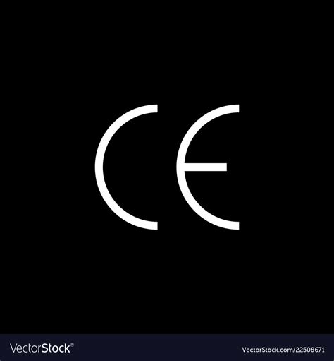 Ce Mark Symbol White Colored On Black Background Vector Image