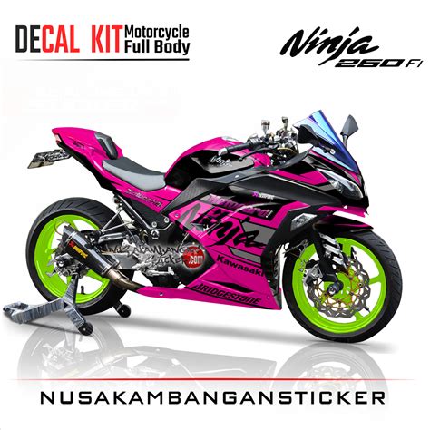 Decal Stiker Kawasaki Ninja 250 Fi MOTOCARD PINK Sticker Full Body